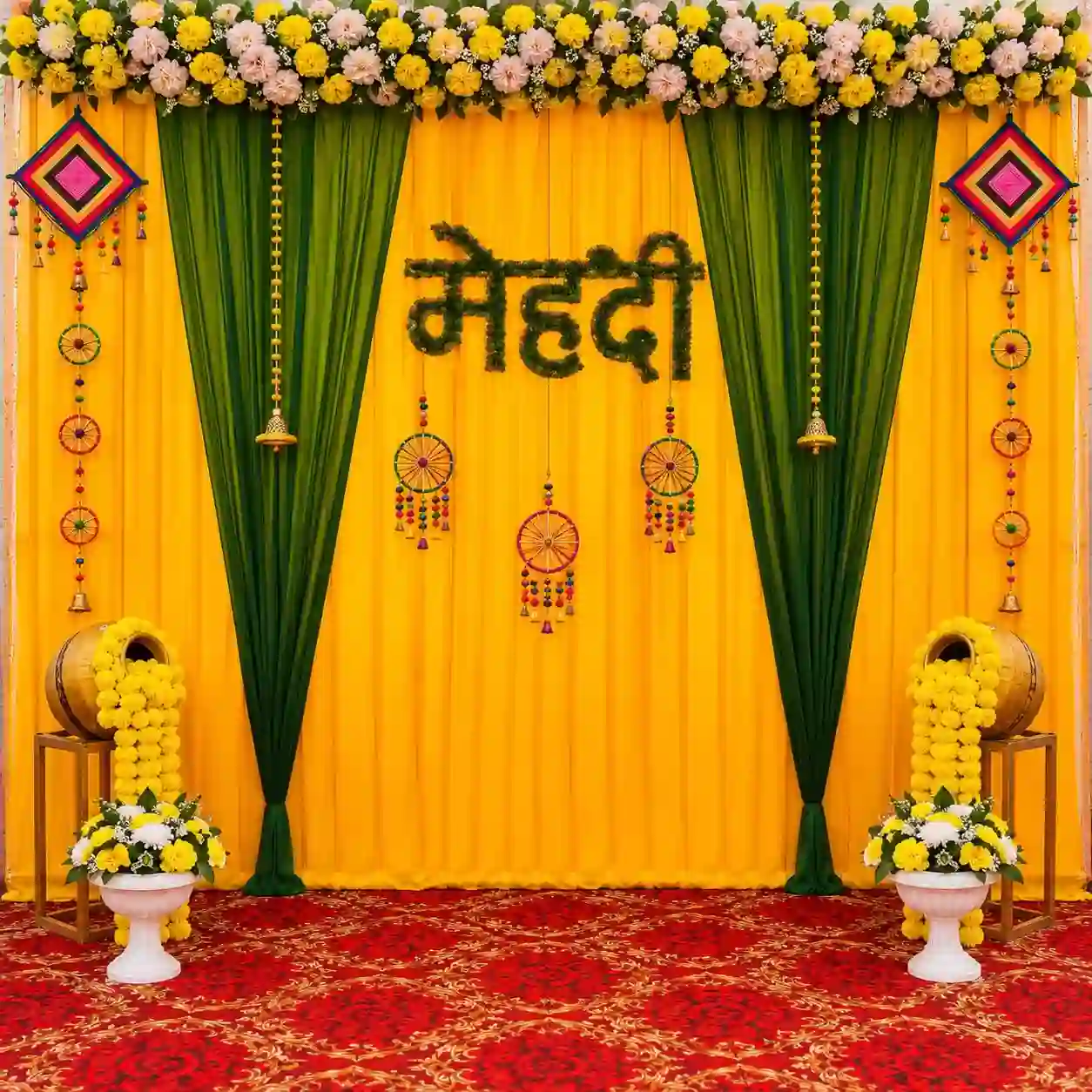 Lime And Marigold Mehendi Decor